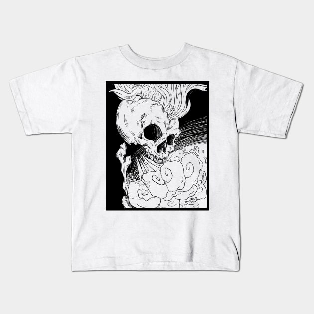 Skull on Fire Kids T-Shirt by Carlo Betanzos